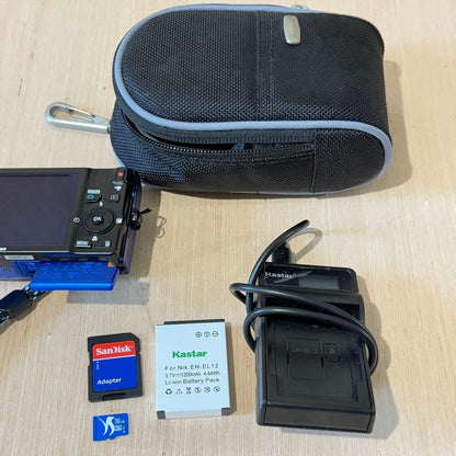 Nikon Coolpix S6200 Blue 16.0MP Digital Camera TESTED Great w/Batt/Charg-SDCard!