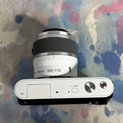 Nikon 1 J1 Digital Camera Bundle White w/ 30-110mm Lens & Charger Please Read